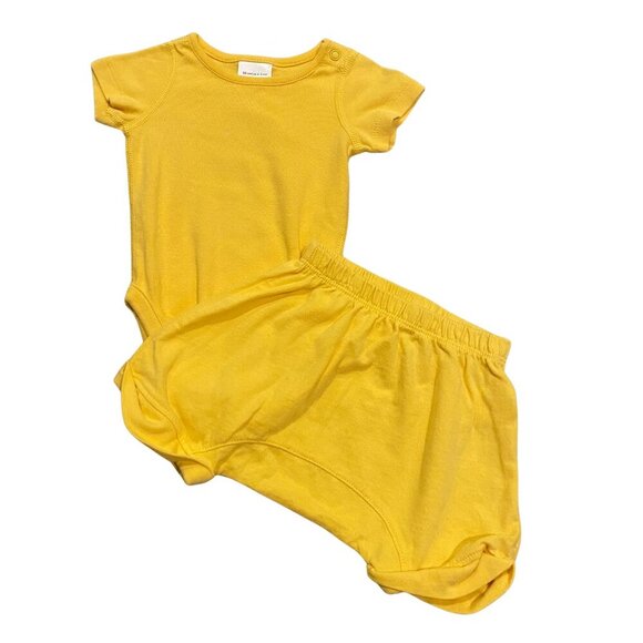 Hanna Andersson Other - Hanna Andersson Bright Yellow Short & Bodysuit Onesie Set